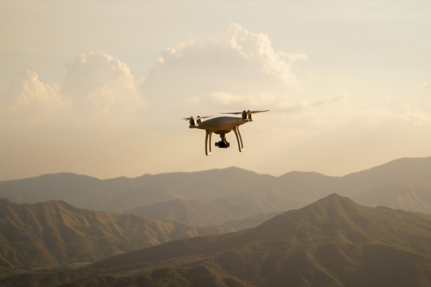 Patrol drone over open terrain